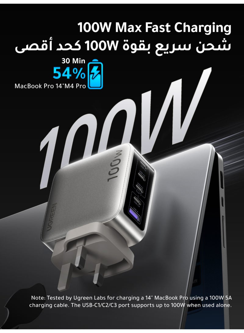 يو جرين شاحن USB من نوع C بقدرة ‎100 واط مع شاشة تفاعلية، شاحن حائط سريع بخمسة منافذ (4 منافذ USB-C ومنفذ USB-A واحد) مع التحكم باللمس والرموز التعبيرية، محطة شحن متوافقة مع ماك بوك، آيفون 17 برو ماكس، وسامسونج جالاكسي S26 ألترا 100 واط 4C1A مع شاشة - Image 5